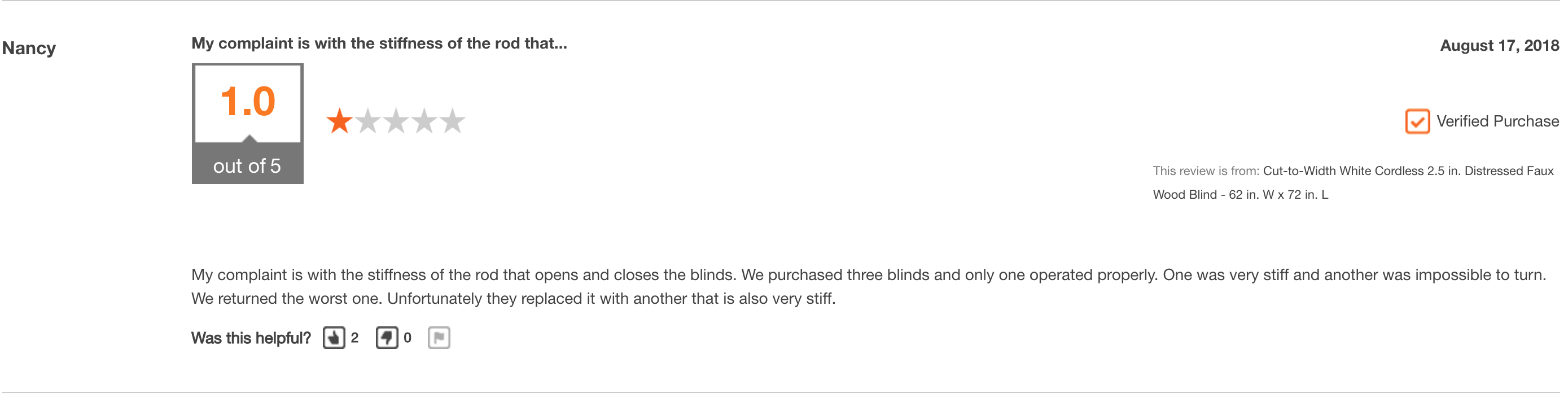 Cheap blinds Negative Review 3